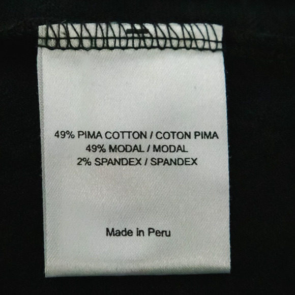 Tory Burch Size Small S Black Ruffle Collared V Neck Long Sleeve Pima Cotton Top - Picture 5 of 7